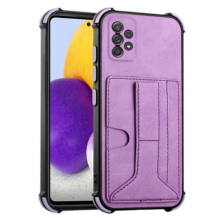For Samsung Galaxy A72 5G / 4G Dream PU + TPU Four-corner Shockproof Back Cover Case with Card Slots & Holder