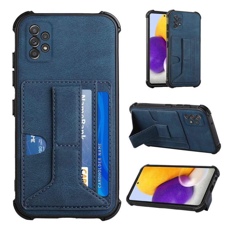 For Samsung Galaxy A72 5G / 4G Dream PU + TPU Four-corner Shockproof Back Cover Case with Card Slots & Holder
