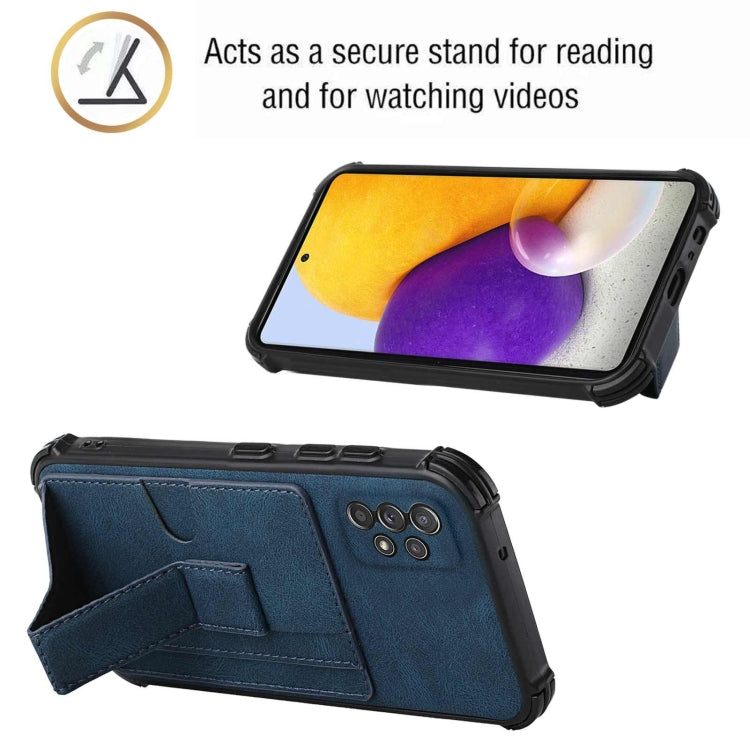For Samsung Galaxy A72 5G / 4G Dream PU + TPU Four-corner Shockproof Back Cover Case with Card Slots & Holder