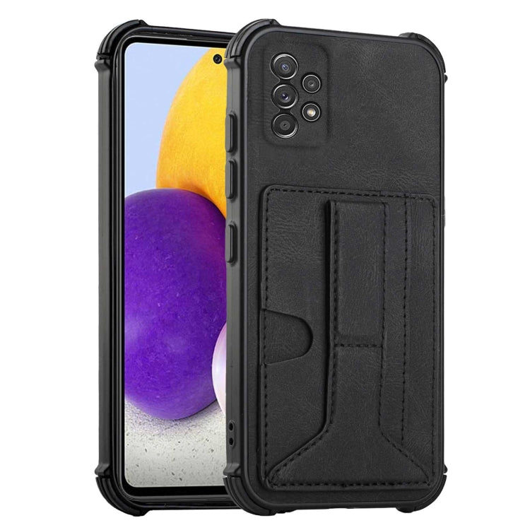 For Samsung Galaxy A72 5G / 4G Dream PU + TPU Four-corner Shockproof Back Cover Case with Card Slots & Holder