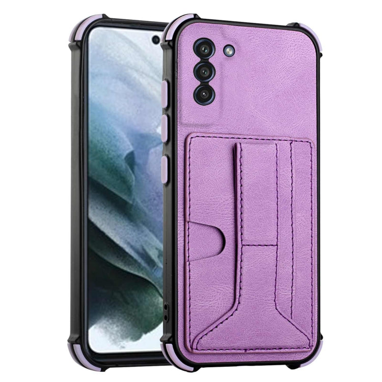For Samsung Galaxy S21 5G Dream PU + TPU Four-corner Shockproof Back Cover Case with Card Slots & Holder