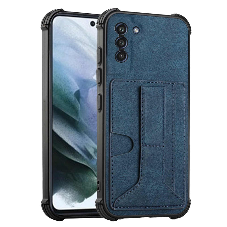 For Samsung Galaxy S21 5G Dream PU + TPU Four-corner Shockproof Back Cover Case with Card Slots & Holder
