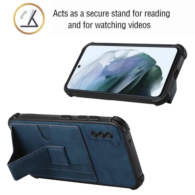 For Samsung Galaxy S21 5G Dream PU + TPU Four-corner Shockproof Back Cover Case with Card Slots & Holder