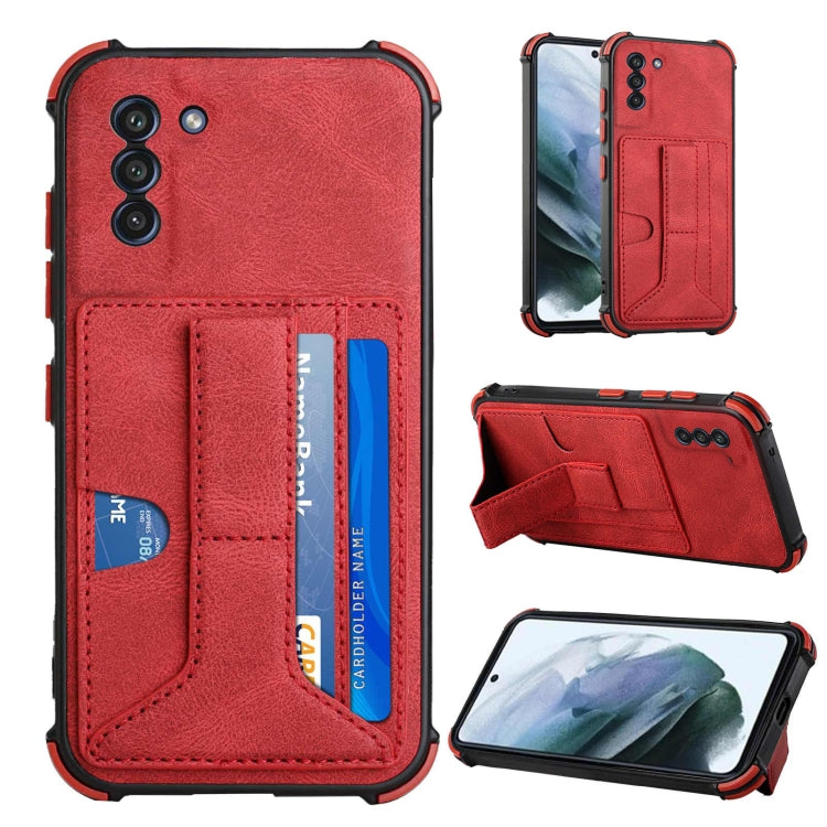 For Samsung Galaxy S21 5G Dream PU + TPU Four-corner Shockproof Back Cover Case with Card Slots & Holder