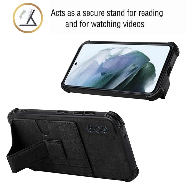 For Samsung Galaxy S21 FE Dream PU + TPU Four-corner Shockproof Back Cover Case with Card Slots & Holder