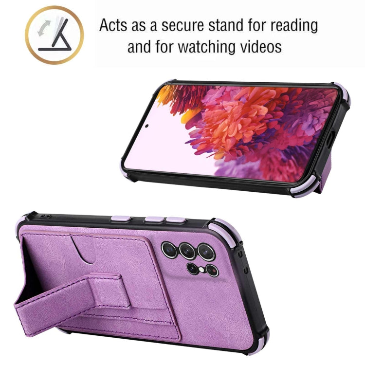 For Samsung Galaxy S21 Ultra 5G Dream PU + TPU Four-corner Shockproof Back Cover Case with Card Slots & Holder