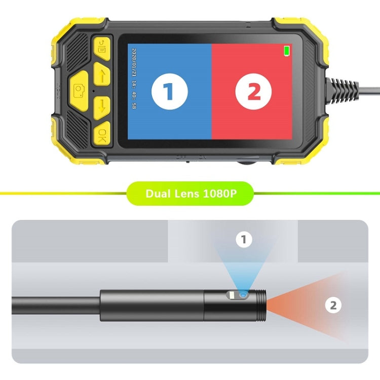 Y19 5.5mm Single Lens Hand-held Hard-wire Endoscope with 4.3-inch IPS Color LCD Screen, Cable Length:2m(Yellow)