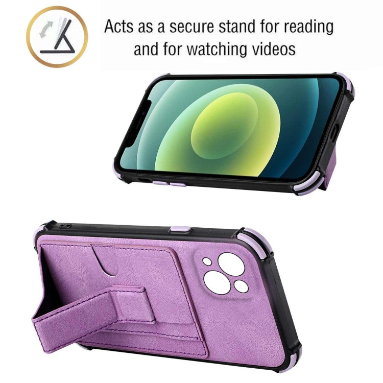 For iPhone 13 mini Dream PU+TPU Four-corner Shockproof Back Cover Case with Card Slots & Holder