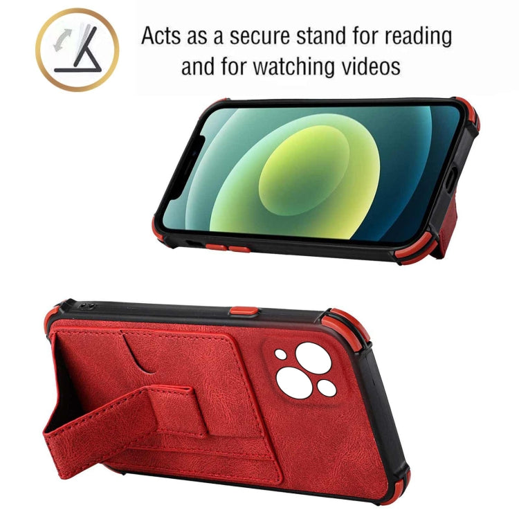 For iPhone 13 mini Dream PU+TPU Four-corner Shockproof Back Cover Case with Card Slots & Holder