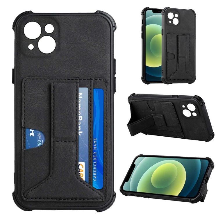 For iPhone 13 mini Dream PU+TPU Four-corner Shockproof Back Cover Case with Card Slots & Holder