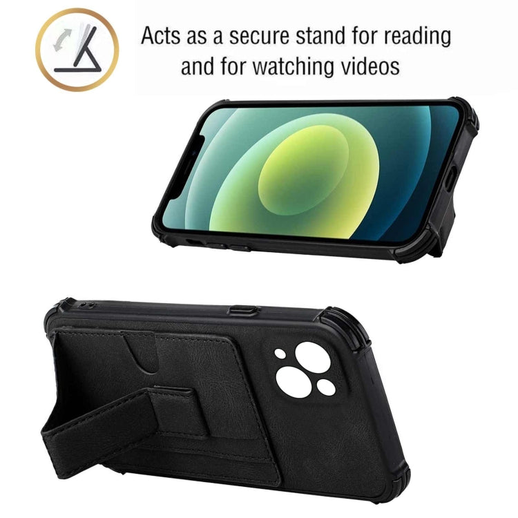 For iPhone 13 mini Dream PU+TPU Four-corner Shockproof Back Cover Case with Card Slots & Holder