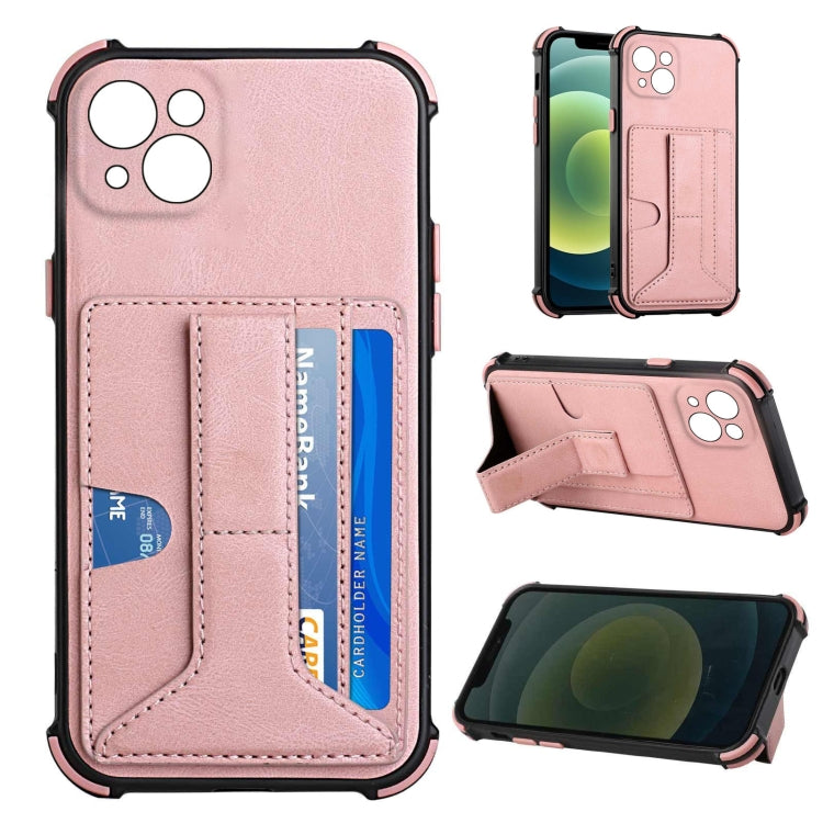 For iPhone 13 mini Dream PU+TPU Four-corner Shockproof Back Cover Case with Card Slots & Holder