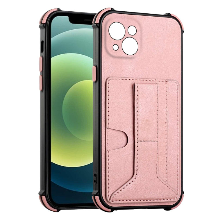 For iPhone 13 mini Dream PU+TPU Four-corner Shockproof Back Cover Case with Card Slots & Holder
