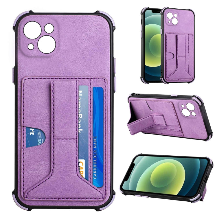 For iPhone 13 Dream PU+TPU Four-corner Shockproof Back Cover Case with Card Slots & Holder