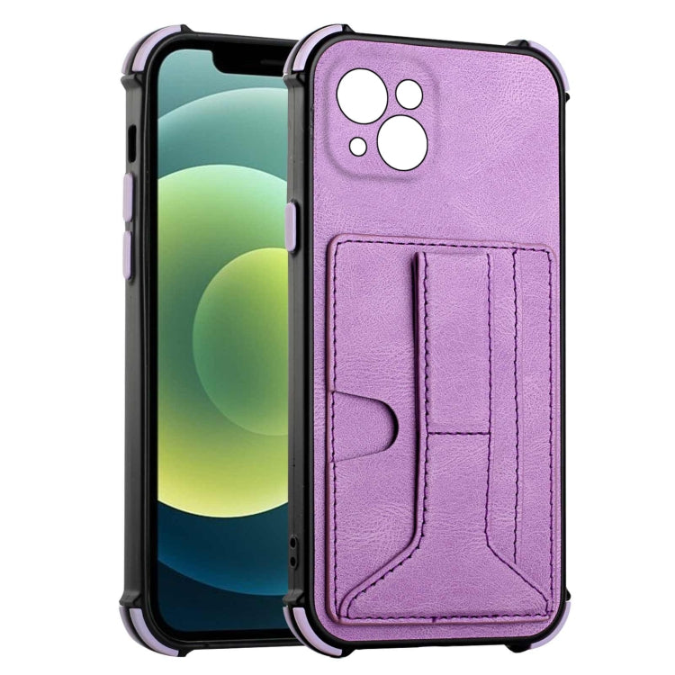 For iPhone 13 Dream PU+TPU Four-corner Shockproof Back Cover Case with Card Slots & Holder