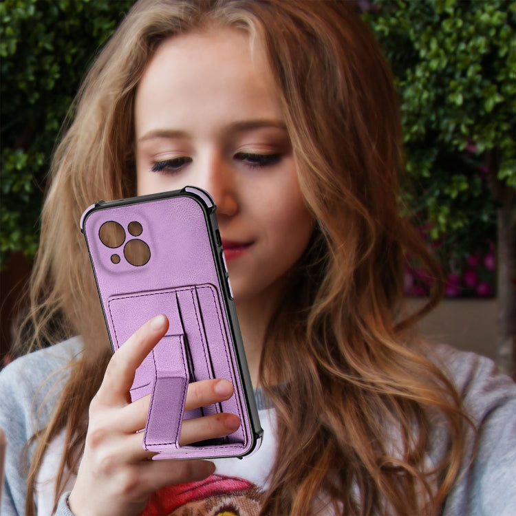 For iPhone 13 Dream PU+TPU Four-corner Shockproof Back Cover Case with Card Slots & Holder