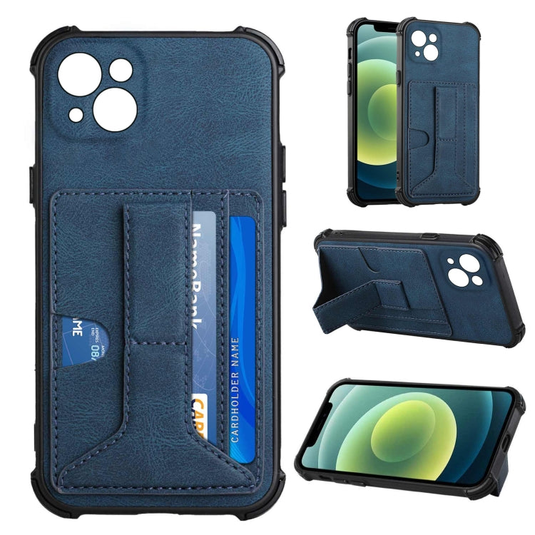 For iPhone 13 Dream PU+TPU Four-corner Shockproof Back Cover Case with Card Slots & Holder