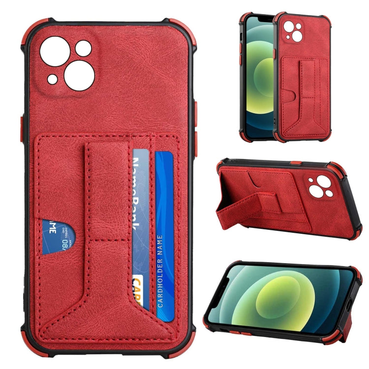 For iPhone 13 Dream PU+TPU Four-corner Shockproof Back Cover Case with Card Slots & Holder