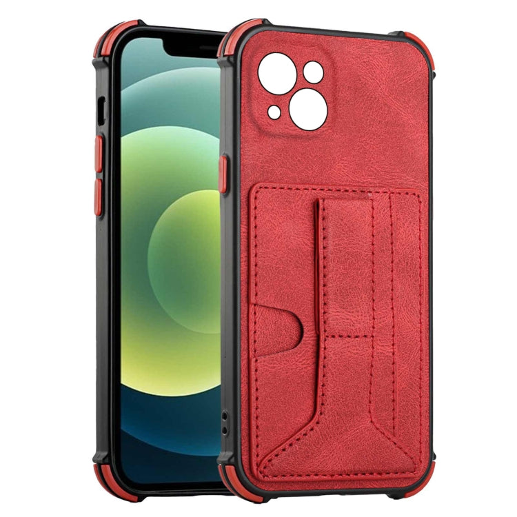 For iPhone 13 Dream PU+TPU Four-corner Shockproof Back Cover Case with Card Slots & Holder