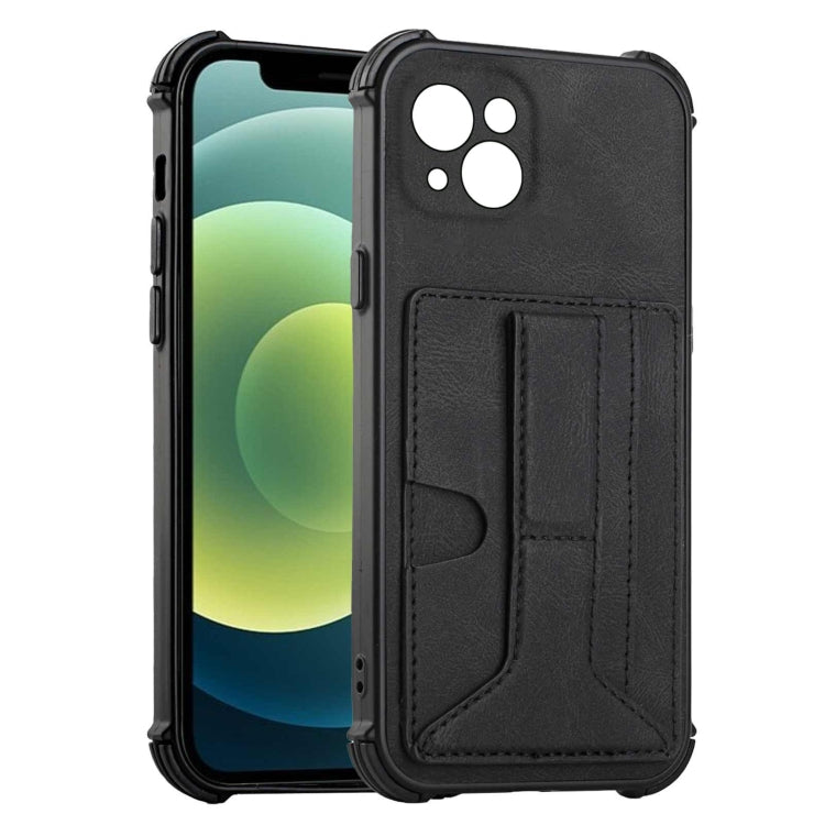 For iPhone 13 Dream PU+TPU Four-corner Shockproof Back Cover Case with Card Slots & Holder