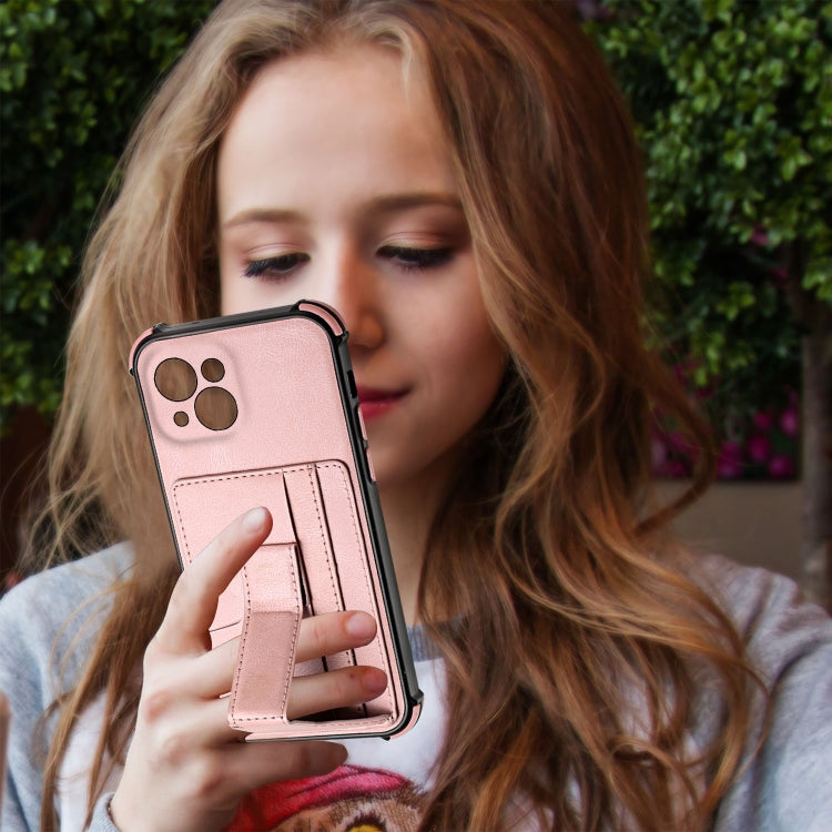 For iPhone 13 Dream PU+TPU Four-corner Shockproof Back Cover Case with Card Slots & Holder