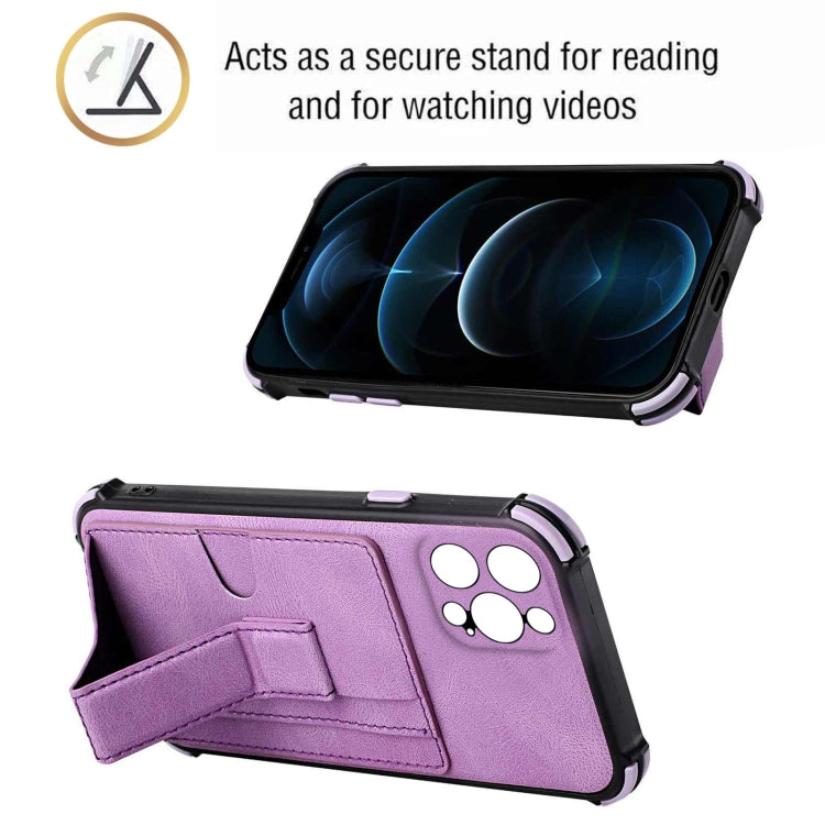 For iPhone 13 Pro Dream PU+TPU Four-corner Shockproof Back Cover Case with Card Slots & Holder