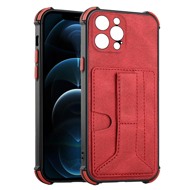 For iPhone 13 Pro Dream PU+TPU Four-corner Shockproof Back Cover Case with Card Slots & Holder