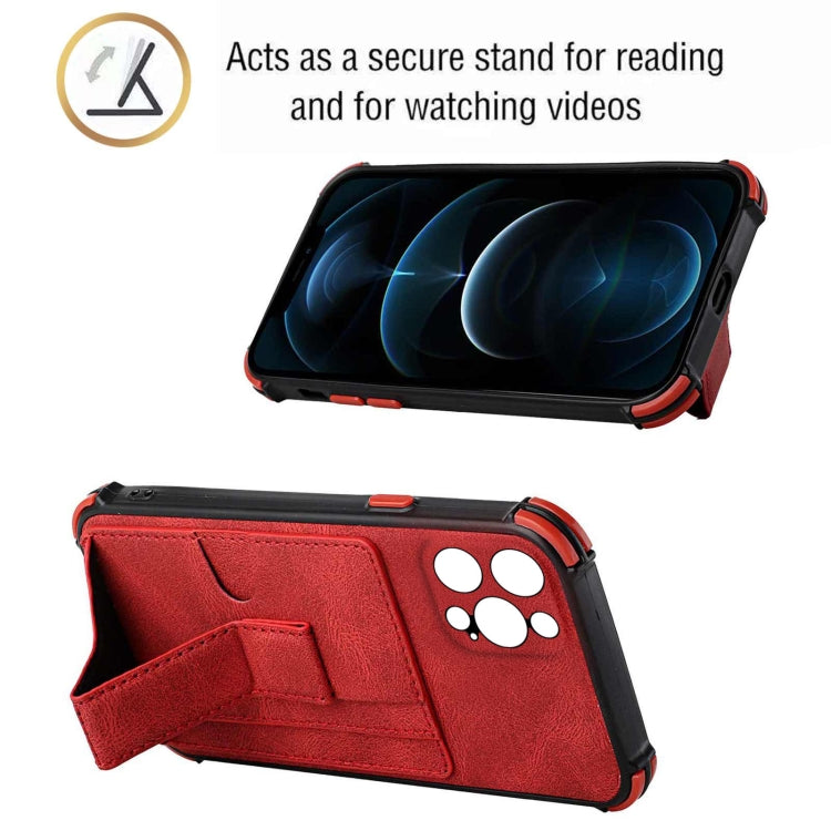 For iPhone 13 Pro Dream PU+TPU Four-corner Shockproof Back Cover Case with Card Slots & Holder