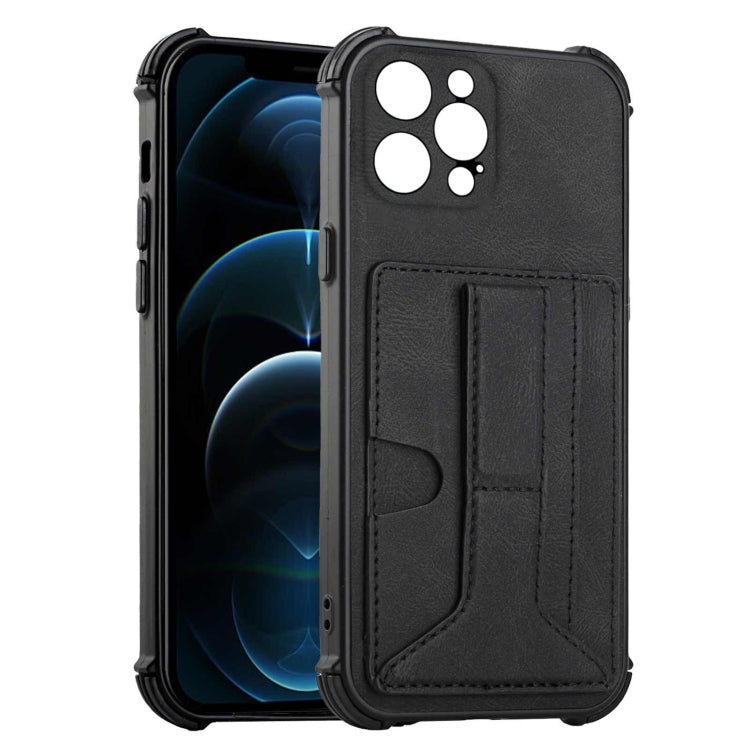 For iPhone 13 Pro Dream PU+TPU Four-corner Shockproof Back Cover Case with Card Slots & Holder