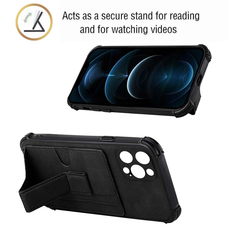 For iPhone 13 Pro Dream PU+TPU Four-corner Shockproof Back Cover Case with Card Slots & Holder