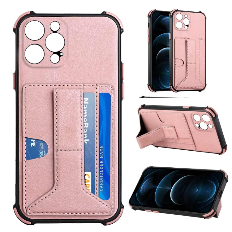 For iPhone 13 Pro Dream PU+TPU Four-corner Shockproof Back Cover Case with Card Slots & Holder