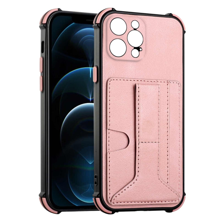 For iPhone 13 Pro Dream PU+TPU Four-corner Shockproof Back Cover Case with Card Slots & Holder