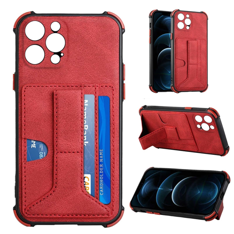 For iPhone 13 Pro Max Dream PU+TPU Four-corner Shockproof Back Cover Case with Card Slots & Holder
