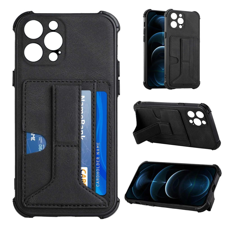 For iPhone 13 Pro Max Dream PU+TPU Four-corner Shockproof Back Cover Case with Card Slots & Holder