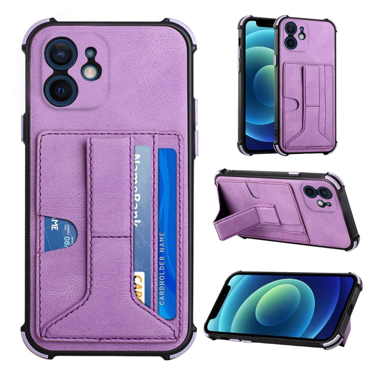 For iPhone 12 mini Dream PU+TPU Four-corner Shockproof Back Cover Case with Card Slots & Holder