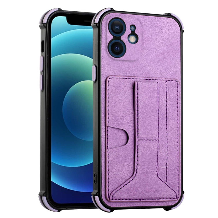 For iPhone 12 mini Dream PU+TPU Four-corner Shockproof Back Cover Case with Card Slots & Holder