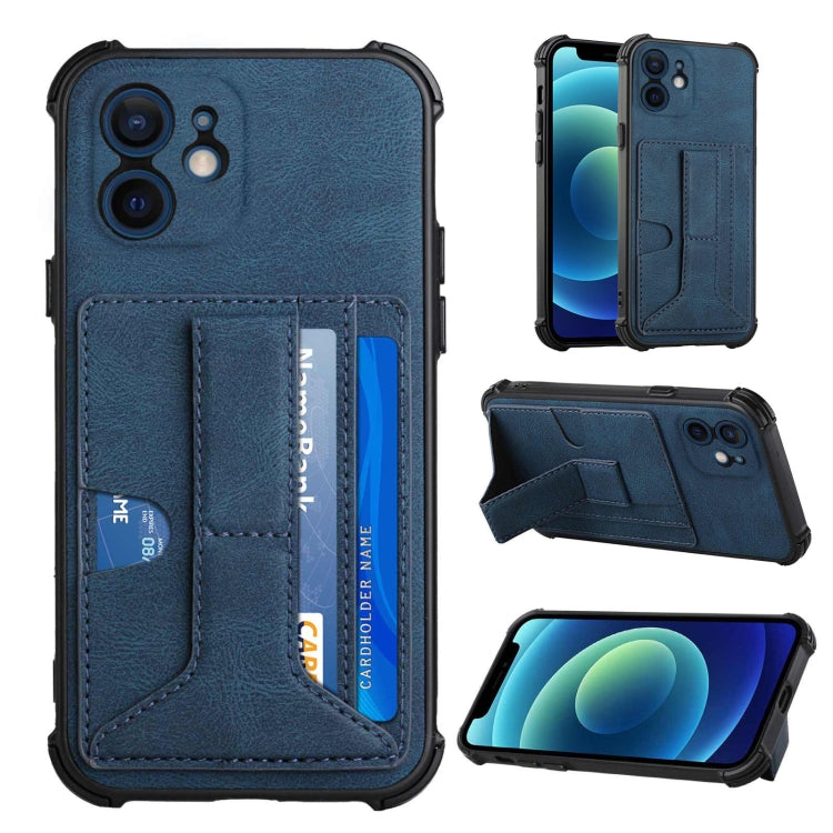 For iPhone 12 mini Dream PU+TPU Four-corner Shockproof Back Cover Case with Card Slots & Holder