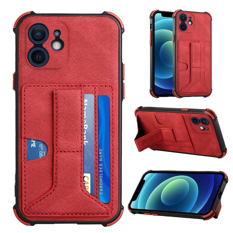 For iPhone 12 mini Dream PU+TPU Four-corner Shockproof Back Cover Case with Card Slots & Holder