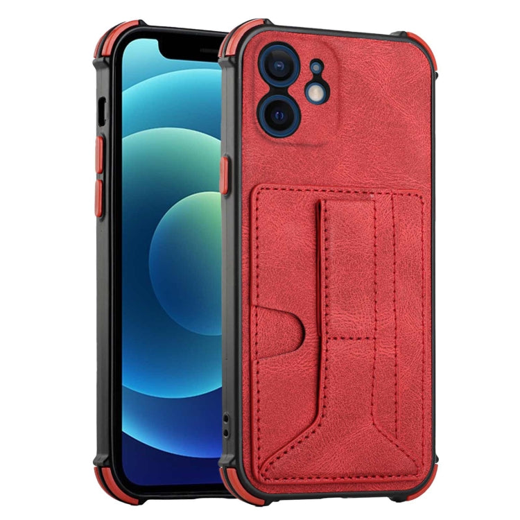 For iPhone 12 mini Dream PU+TPU Four-corner Shockproof Back Cover Case with Card Slots & Holder