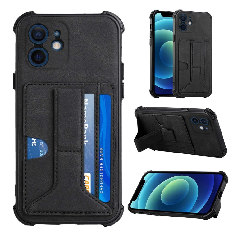 For iPhone 12 mini Dream PU+TPU Four-corner Shockproof Back Cover Case with Card Slots & Holder
