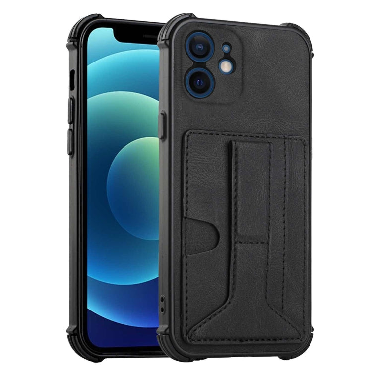 For iPhone 12 mini Dream PU+TPU Four-corner Shockproof Back Cover Case with Card Slots & Holder