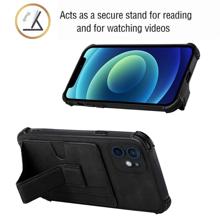 For iPhone 12 mini Dream PU+TPU Four-corner Shockproof Back Cover Case with Card Slots & Holder