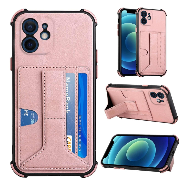 For iPhone 12 mini Dream PU+TPU Four-corner Shockproof Back Cover Case with Card Slots & Holder