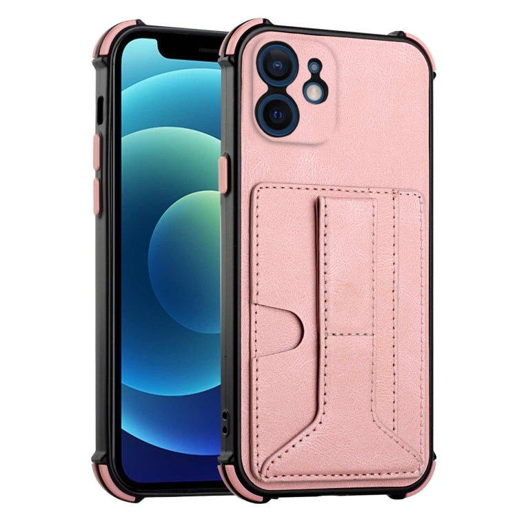 For iPhone 12 mini Dream PU+TPU Four-corner Shockproof Back Cover Case with Card Slots & Holder
