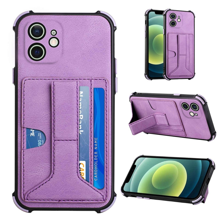 For iPhone 12 Dream PU+TPU Four-corner Shockproof Back Cover Case with Card Slots & Holder