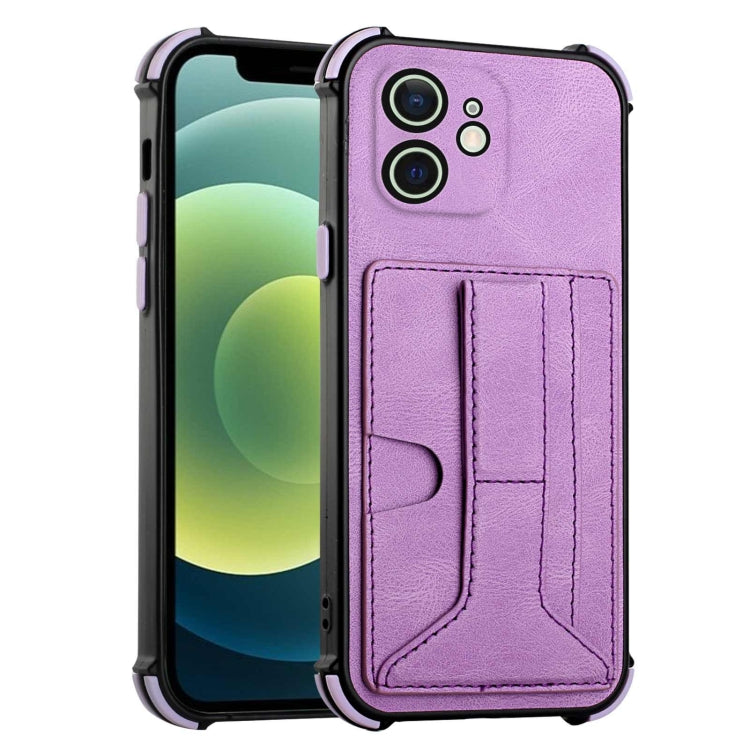 For iPhone 12 Dream PU+TPU Four-corner Shockproof Back Cover Case with Card Slots & Holder