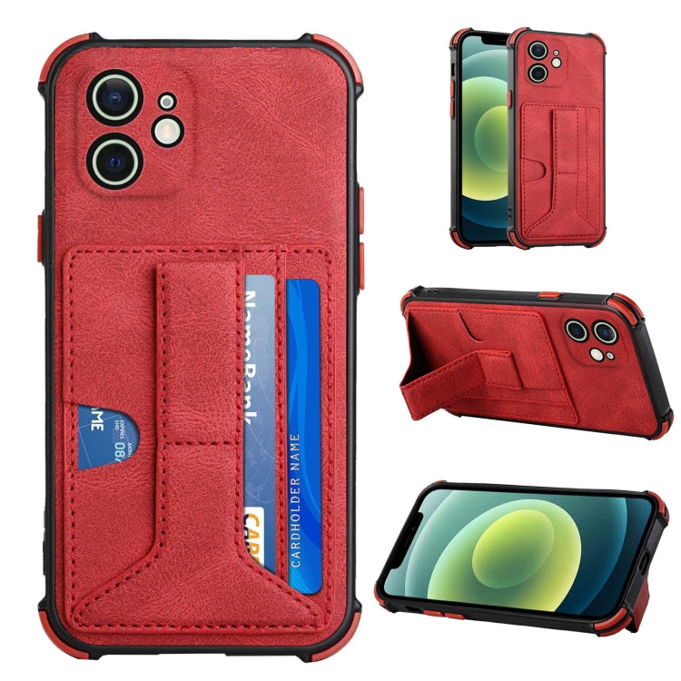 For iPhone 12 Dream PU+TPU Four-corner Shockproof Back Cover Case with Card Slots & Holder