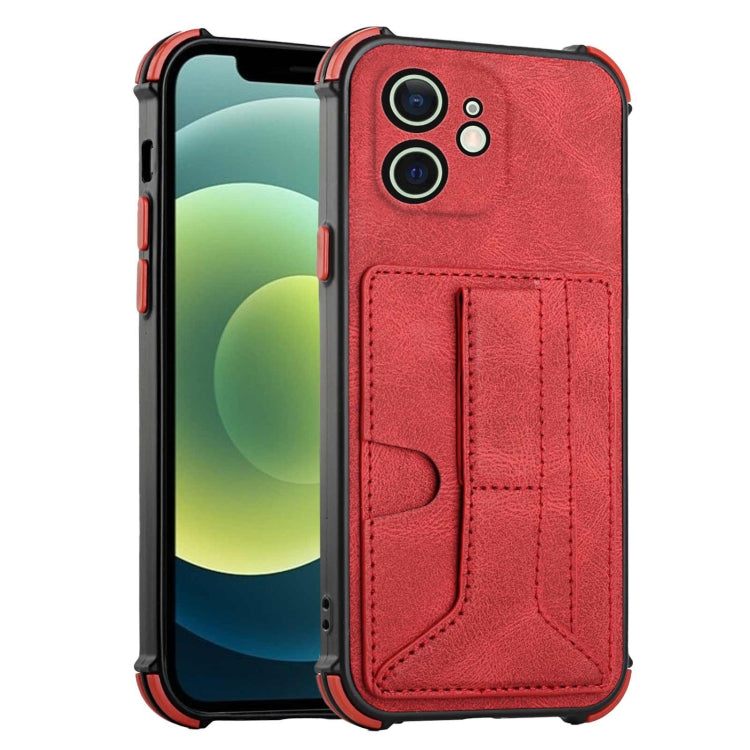 For iPhone 12 Dream PU+TPU Four-corner Shockproof Back Cover Case with Card Slots & Holder