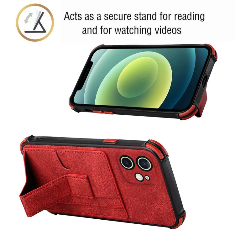 For iPhone 12 Dream PU+TPU Four-corner Shockproof Back Cover Case with Card Slots & Holder