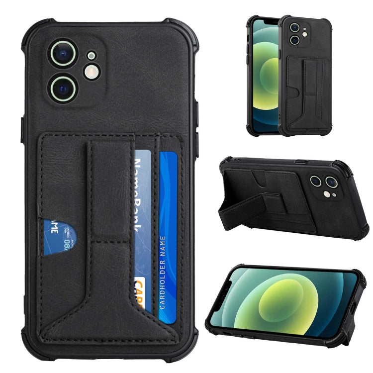 For iPhone 12 Dream PU+TPU Four-corner Shockproof Back Cover Case with Card Slots & Holder